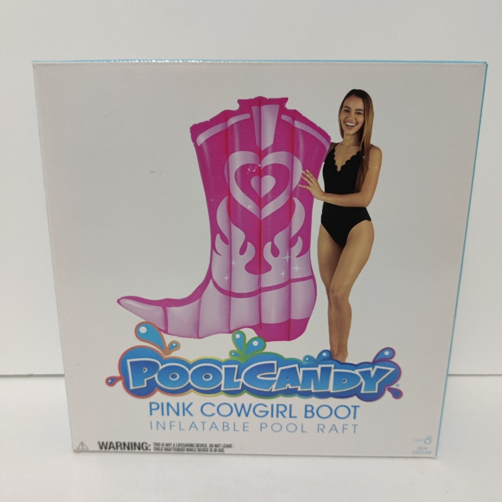 Pool candy pink cowgirl boot inflatable pool raft